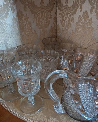 set bicchieri in vetro stampato vintage