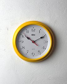 Orologio da parete Bino by Lorenz anni '70 giallo