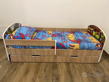 Letto montessori con sponde, cassetto e materasso