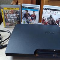 PS3 PLAY STATION 3 + 4 JOYSTICK + 3 GIOCHI