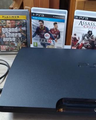 PS3 PLAY STATION 3 + 4 JOYSTICK + 3 GIOCHI