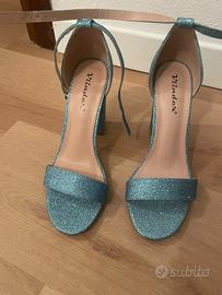 Sandalo azzurro glitter