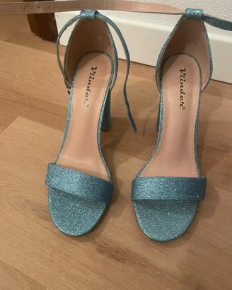 Sandalo azzurro glitter