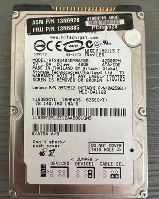 Hard Disk Hitachi Travelstar 40GB 2.5” IDE