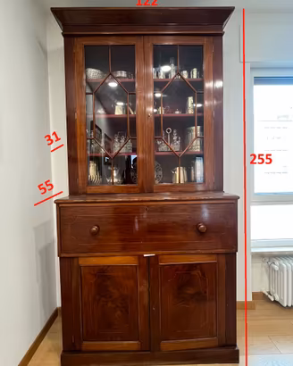 Libreria-credenza vittoriana da restaurare