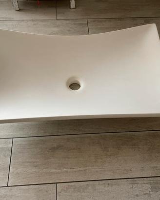 Lavabo da appoggio Vela in resina opaco Bianco