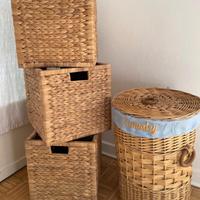 3 cestini + cestino per la biancheria