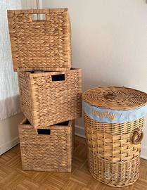 3 cestini + cestino per la biancheria