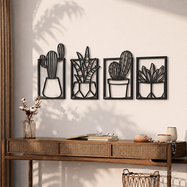 Set di 4 Quadri, Decorazioni Murali di Cactus