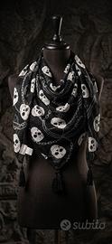 Nuovo Foulard Gotico Teschio Maxi Quadrato (112cm)
