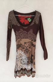 Abito donna Desigual, tg M, vintage boho, marrone 