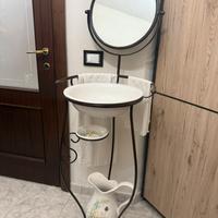 Set lavabo vintage in ferro battuto e ceramica