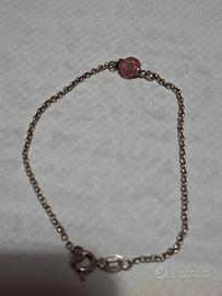 bracciale argento 925 pietra rosa con brillanti 