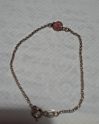 bracciale argento 925 pietra rosa con brillanti 