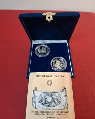Dittico 200 e 500 Lire 1989 Scoperta dell'America