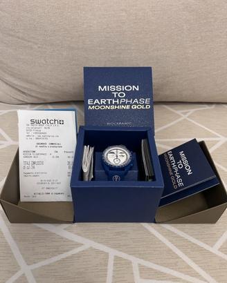 Orologio omega x swatch moonshine gold blu