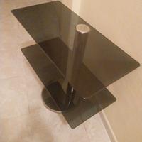 Tavolo consolle in vetro fumé e acciaio, anni '70
