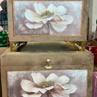 Set 2 pz Puof Baule Panca Velluto Con piedi Oro