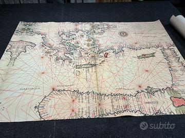 Mappa tipo antico Mare Grecia Creta Cipro nautica