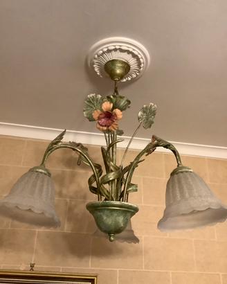 Coppia di lampadari in ferro battuto antico