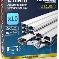 10 Profili da 2 metri (20mt) in Alluminio grigio p