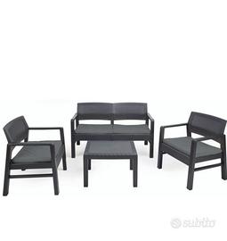 Set Rattan Divano + Poltrone + Tavolino 