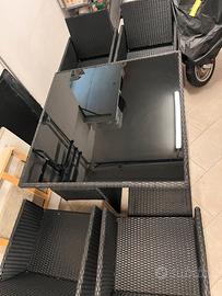 Set da giardino completo in rattan nero