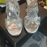 Sandali “Estrada” argento con glitter eleganti