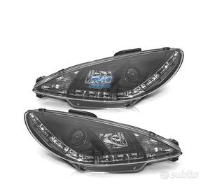 FARI PEUGEOT 206 98-08 LUCE DIURNA LED REALE FONDO