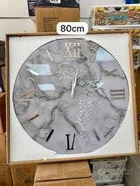 Orologio da parete 80cm effetto marmo e cristalli