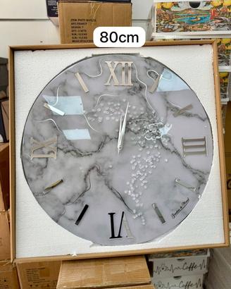 Orologio da parete 80cm effetto marmo e cristalli