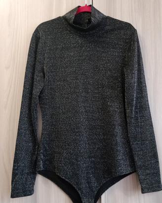 Splendido body lurex argento e Nero Silvian Heach