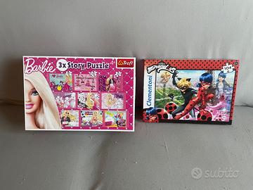 2 Puzzle bambini, Barbie e Miraculous LadyBug