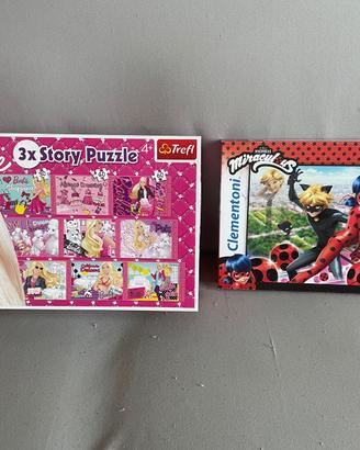 2 Puzzle bambini, Barbie e Miraculous LadyBug