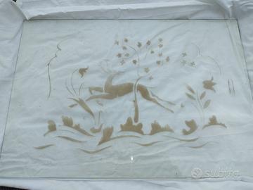 coppia di vetri per  vetrina vintage