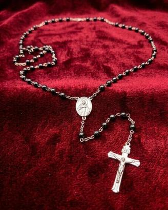 Rosario vintage da collezione grigio titanio 