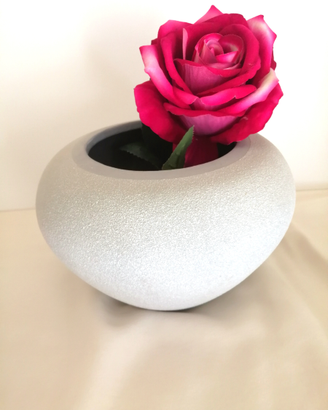 Vaso tondo bombato grigio e bianco