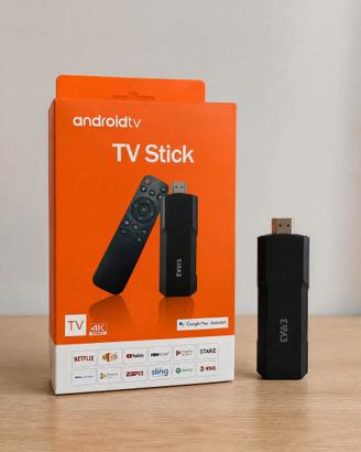 Android TV Stick 4K con telecomando e confezione