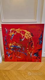 Astratto contemporaneo acrilico su tela 100 x 100