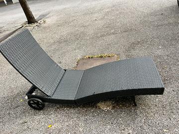 2 sdraie lettino giardino in rattan + copri imbott