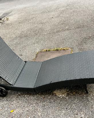 2 sdraie lettino giardino in rattan + copri imbott