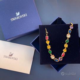 bracciale swarovsky dorato con pietre multicolore