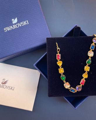 bracciale swarovsky dorato con pietre multicolore