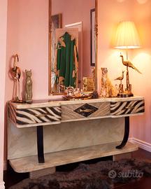 Console Vintage ArtDeco Zebrata Effetto Marmo Nero