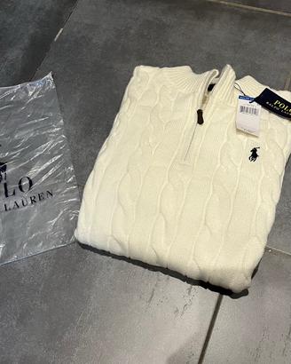 Maglione a treccia bianco