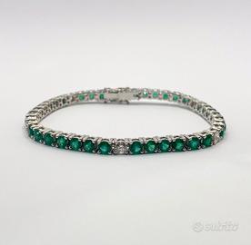 Bracciale oro 18 kt diamanti smeraldi (D)