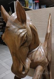 SCULTURA IN LEGNO CAVALLO PEGASO