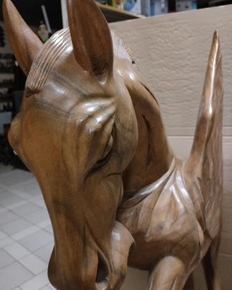 SCULTURA IN LEGNO CAVALLO PEGASO