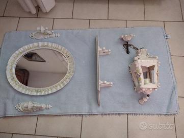 Arredo da bagno composto da 5 pezzi ceramica Leoni