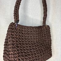 Borsa a spalla marrone scuro uncinetto cotone
